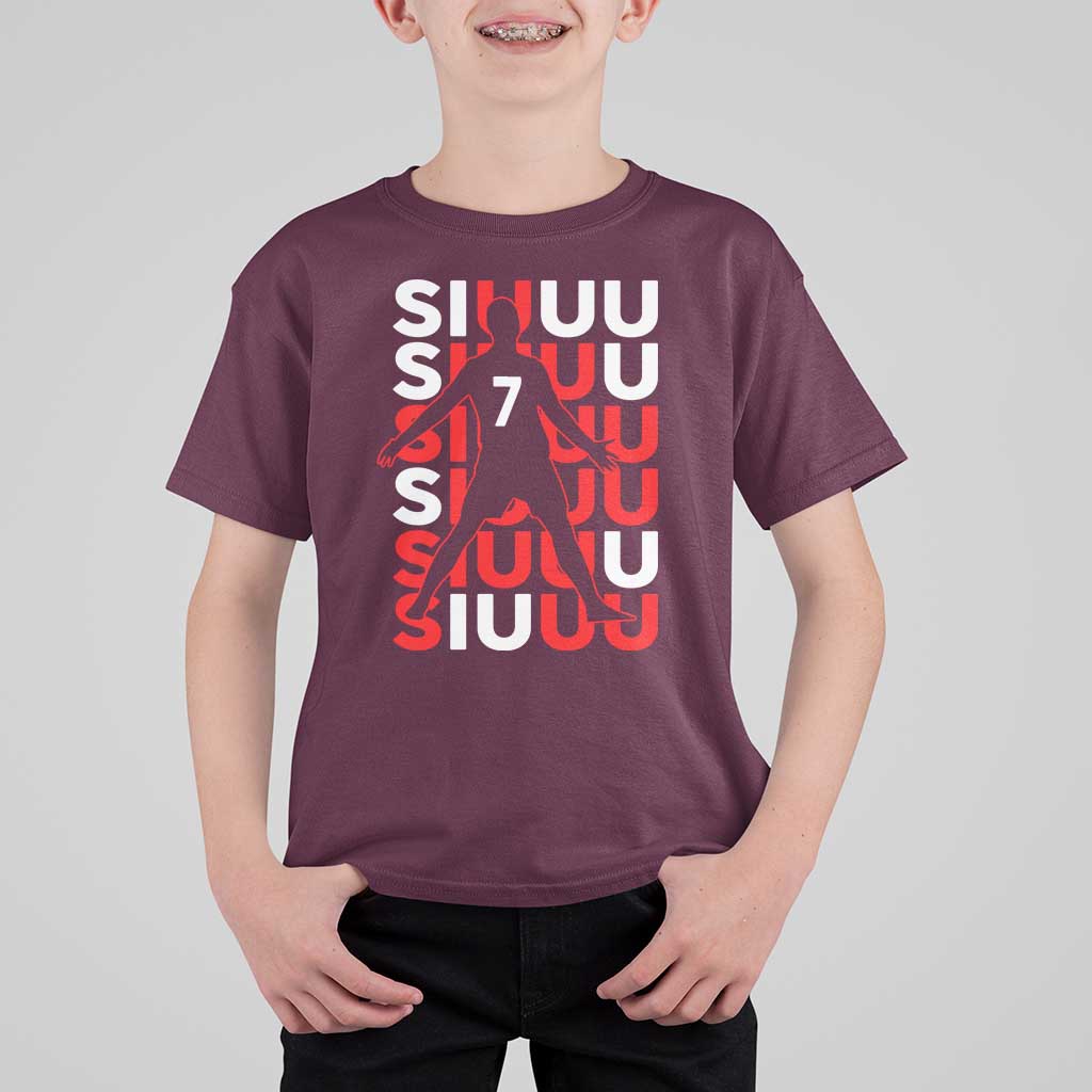 Siuuuu Celebration Number 7 Seven Soccer Fans T Shirt For Kid