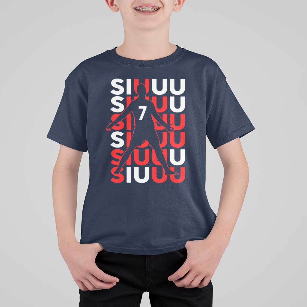 Siuuuu Celebration Number 7 Seven Soccer Fans T Shirt For Kid