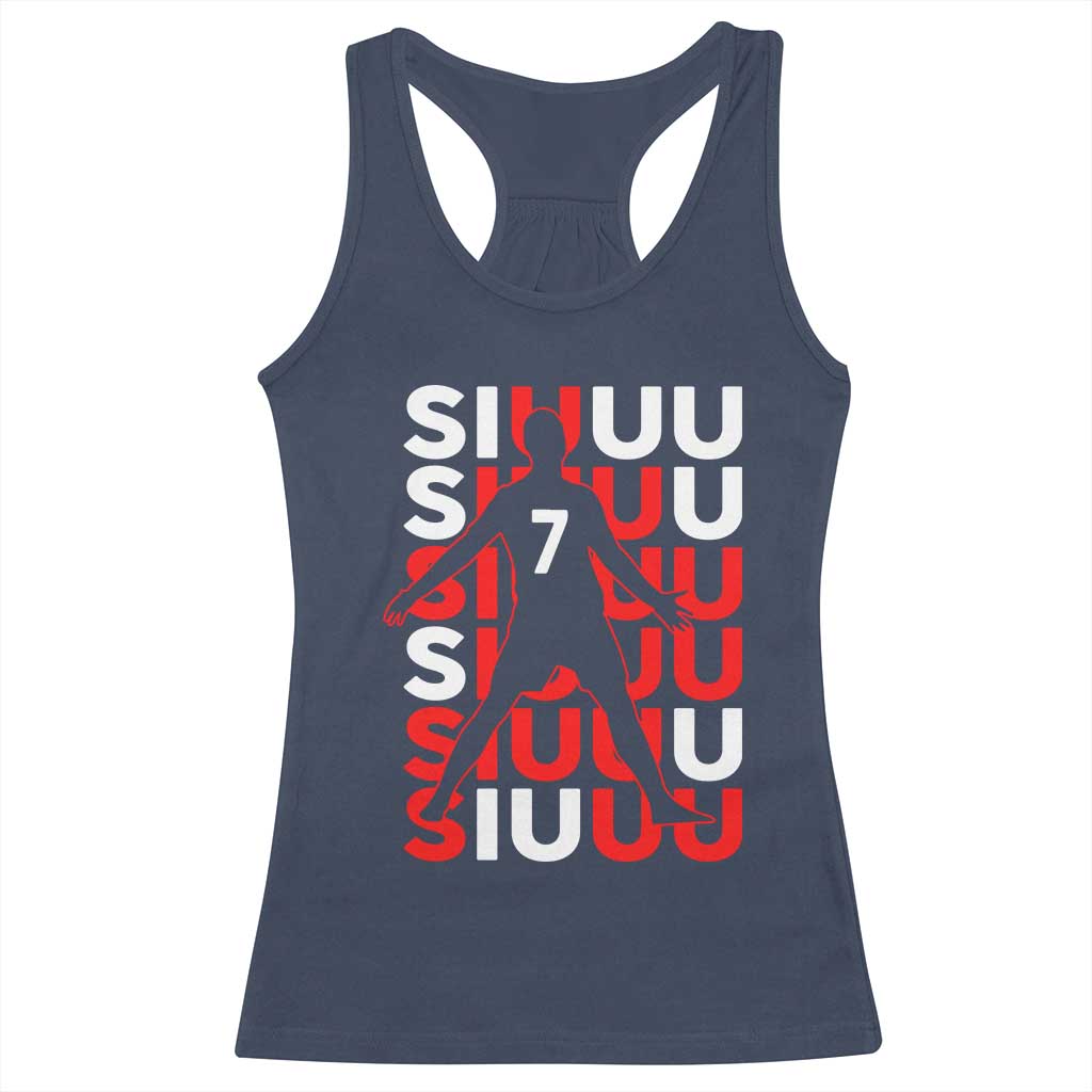 Siuuuu Celebration Number 7 Seven Soccer Fans Racerback Tank Top