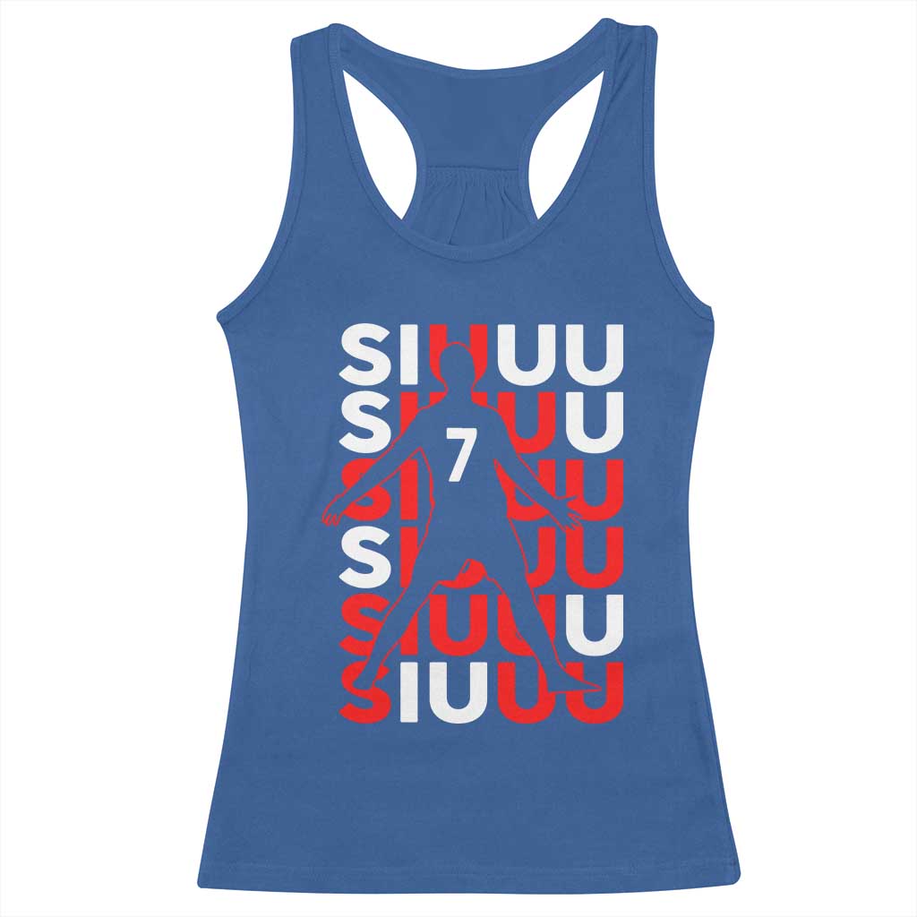 Siuuuu Celebration Number 7 Seven Soccer Fans Racerback Tank Top