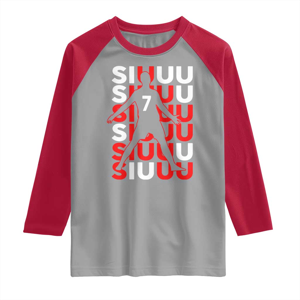 Siuuuu Celebration Number 7 Seven Soccer Fans Raglan Shirt