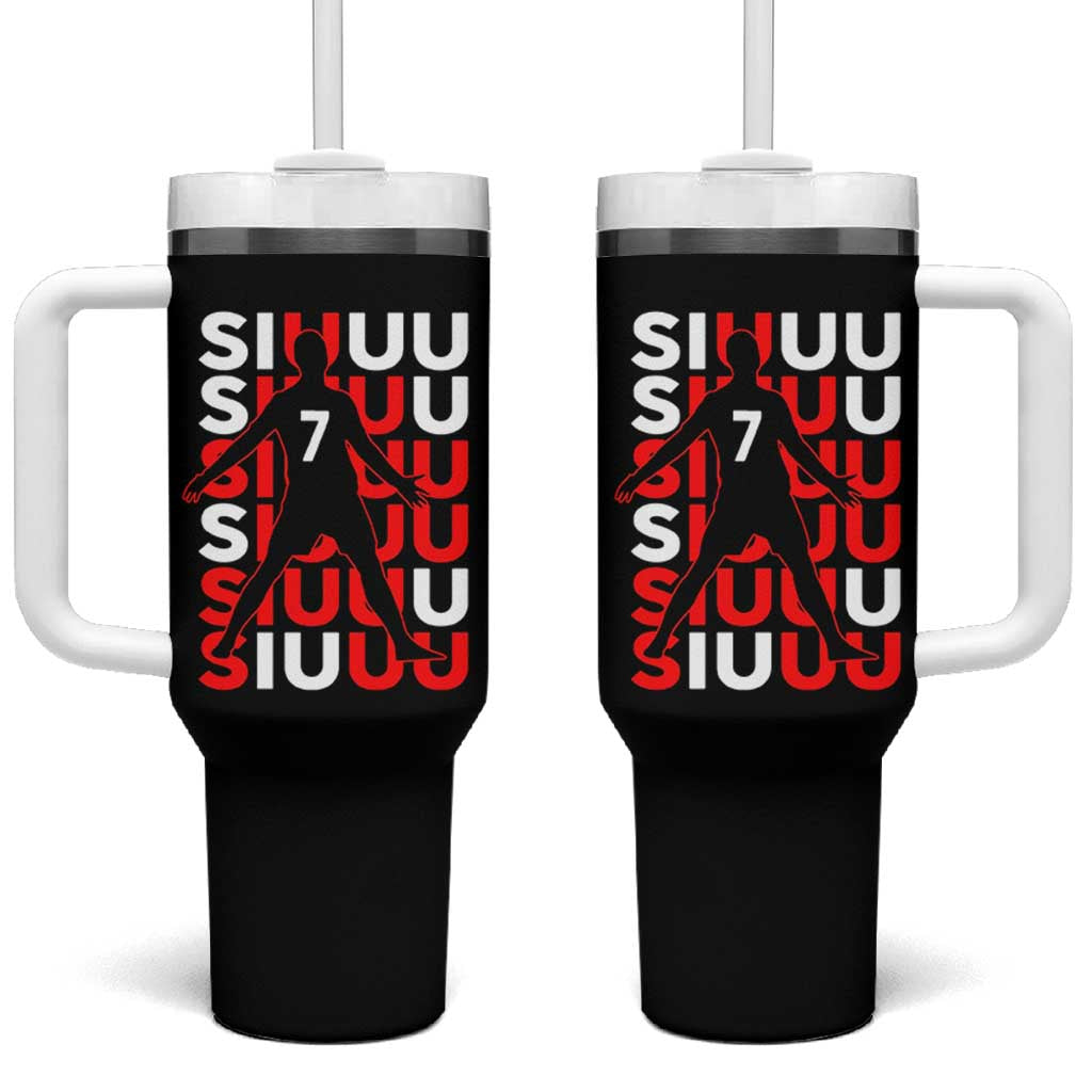 Siuuuu Celebration Number 7 Seven Soccer Fans Tumbler With Handle