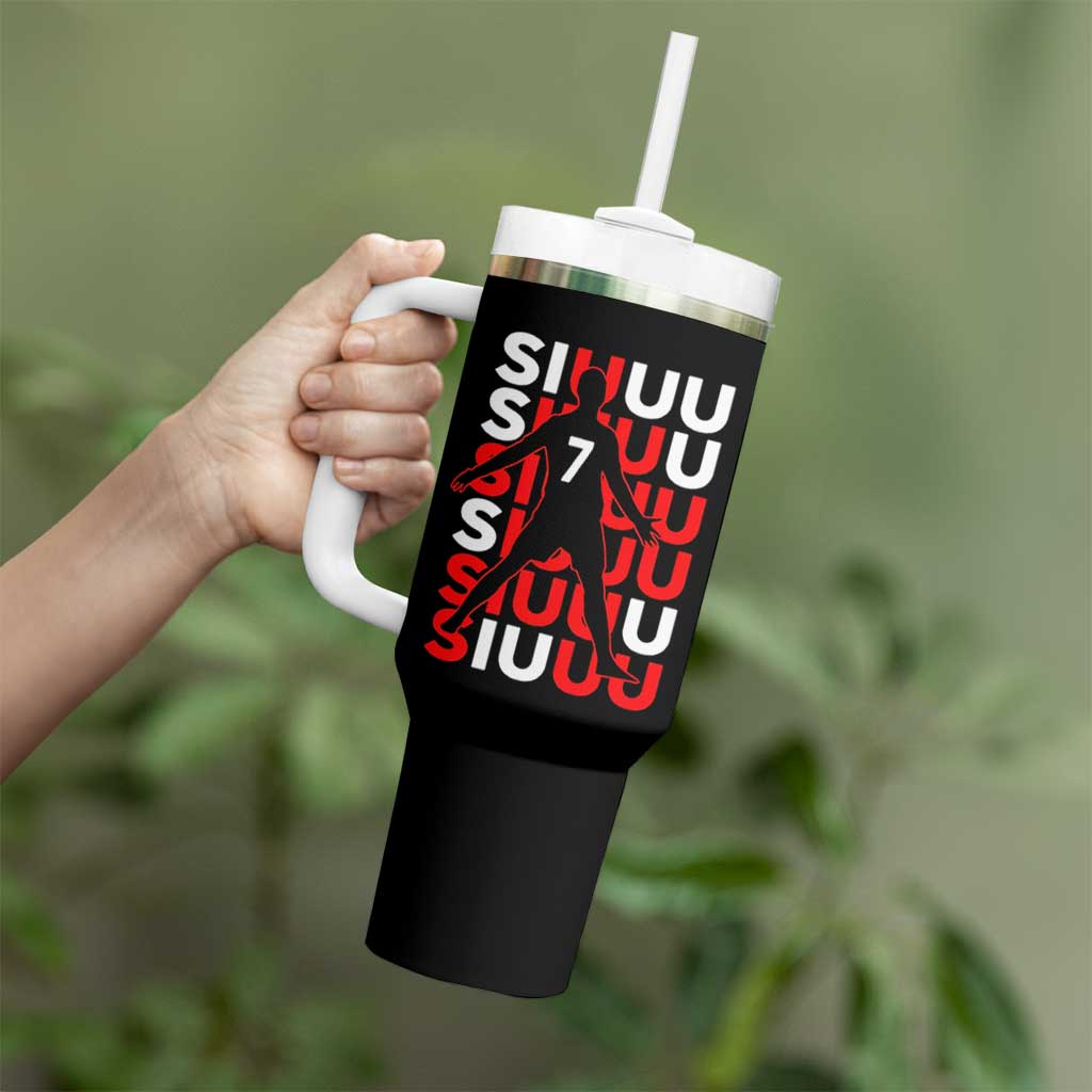 Siuuuu Celebration Number 7 Seven Soccer Fans Tumbler With Handle