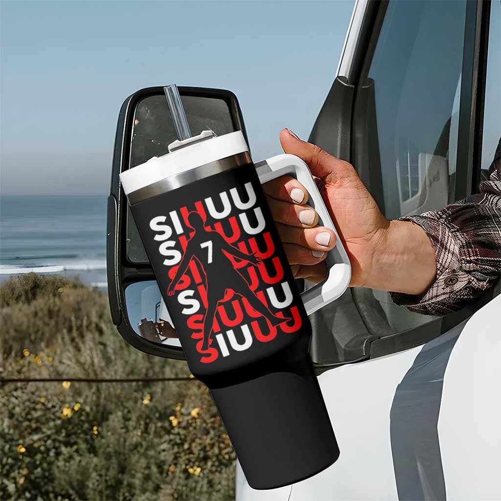 Siuuuu Celebration Number 7 Seven Soccer Fans Tumbler With Handle