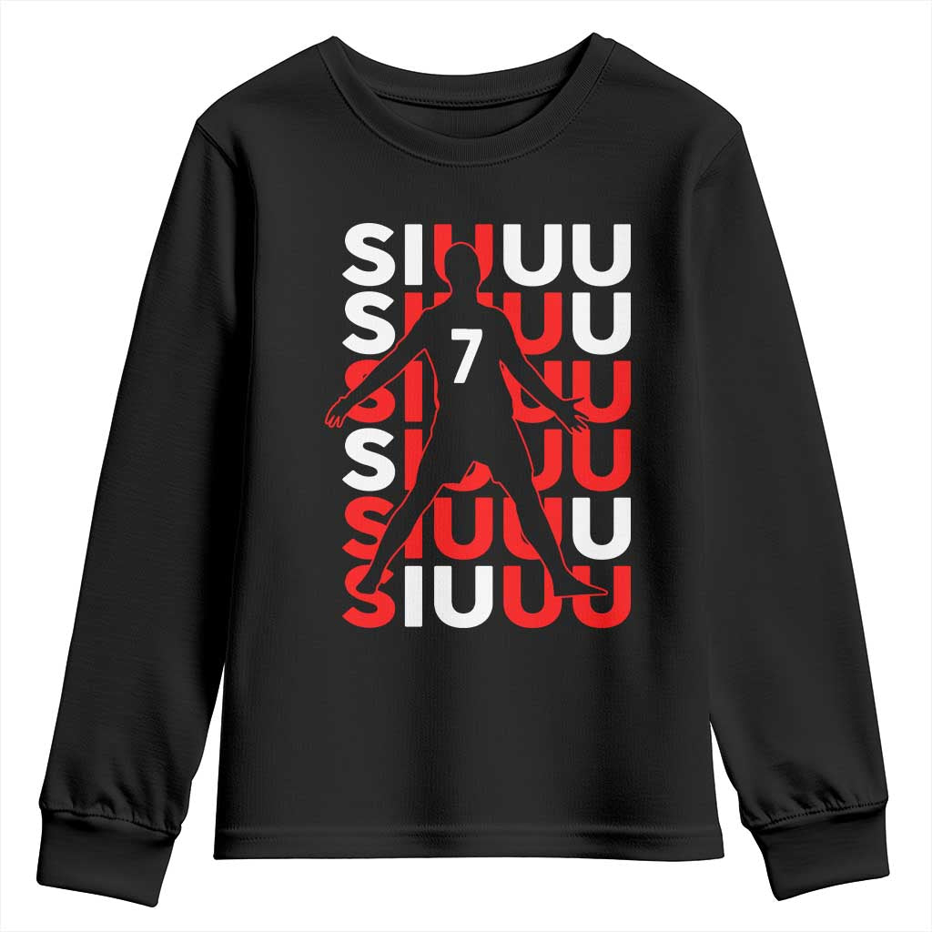 Siuuuu Celebration Number 7 Seven Soccer Fans Youth Sweatshirt
