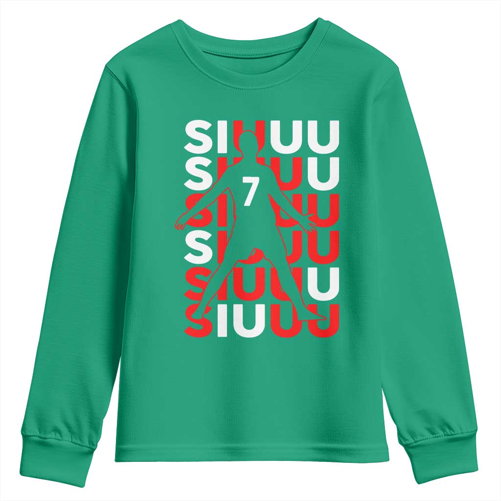 Siuuuu Celebration Number 7 Seven Soccer Fans Youth Sweatshirt