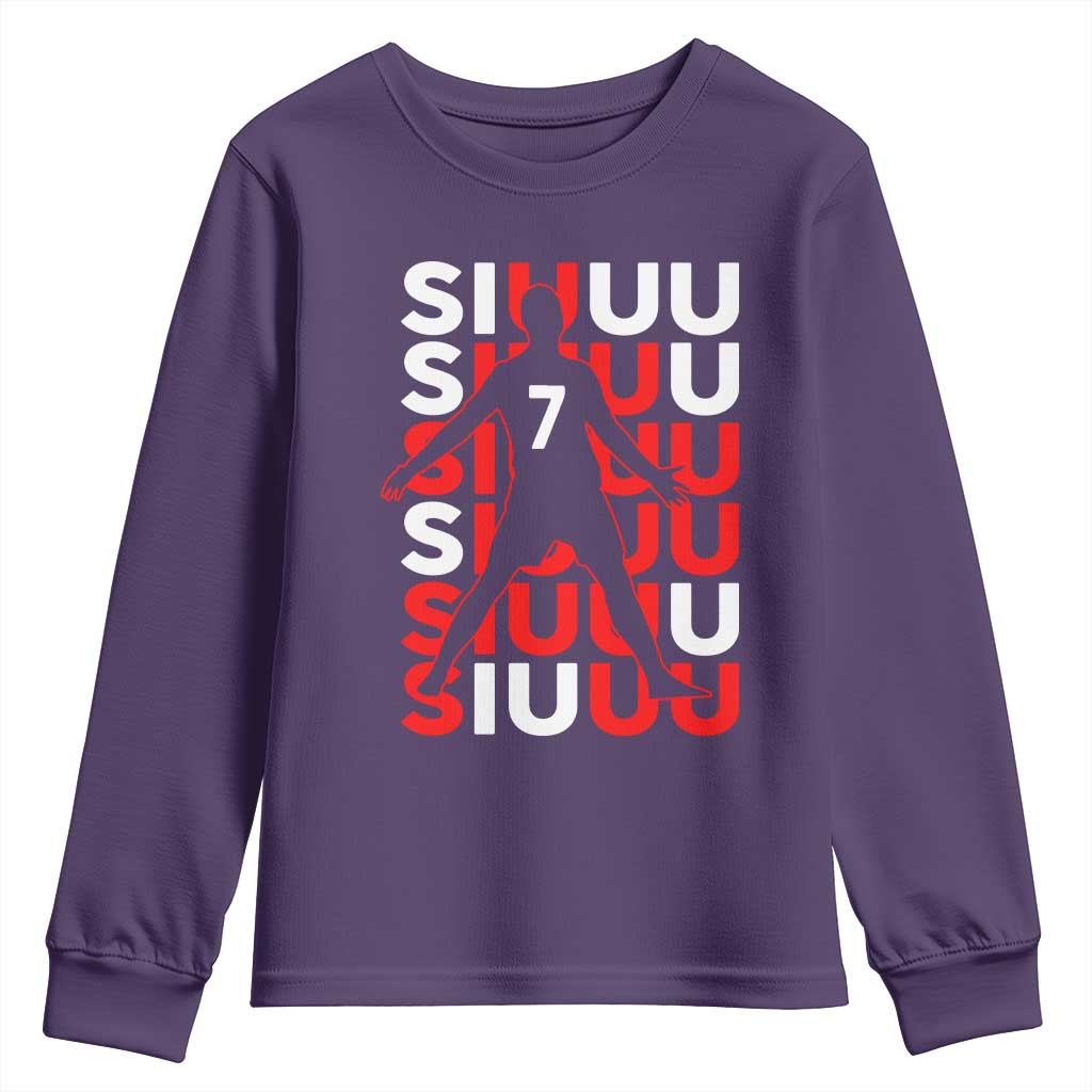 Siuuuu Celebration Number 7 Seven Soccer Fans Youth Sweatshirt