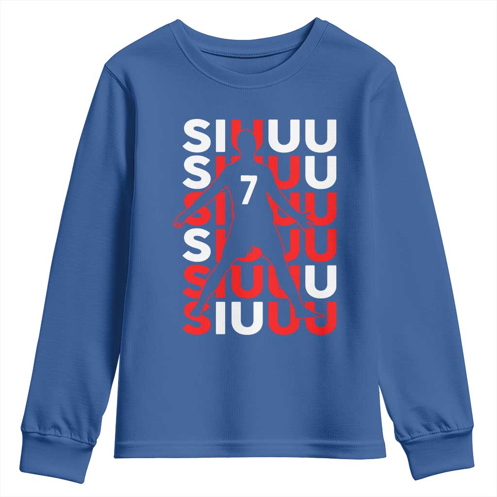 Siuuuu Celebration Number 7 Seven Soccer Fans Youth Sweatshirt