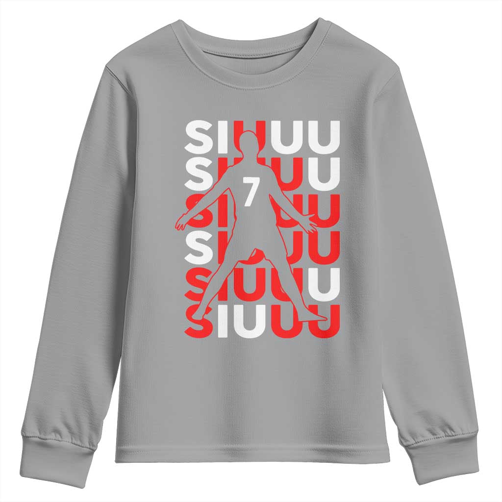 Siuuuu Celebration Number 7 Seven Soccer Fans Youth Sweatshirt