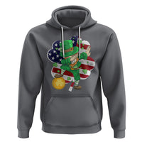 Cute St. Patricks Day Hoodie Dabbing Leperchaun American Flag Shamrock - Wonder Print Shop