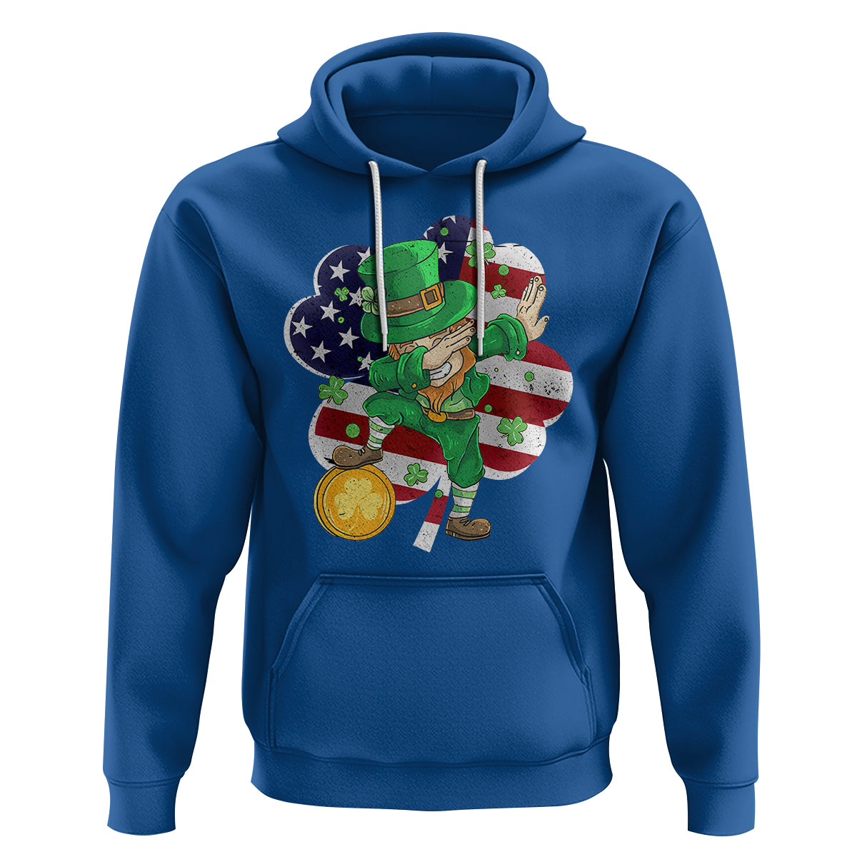 Cute St. Patricks Day Hoodie Dabbing Leperchaun American Flag Shamrock - Wonder Print Shop