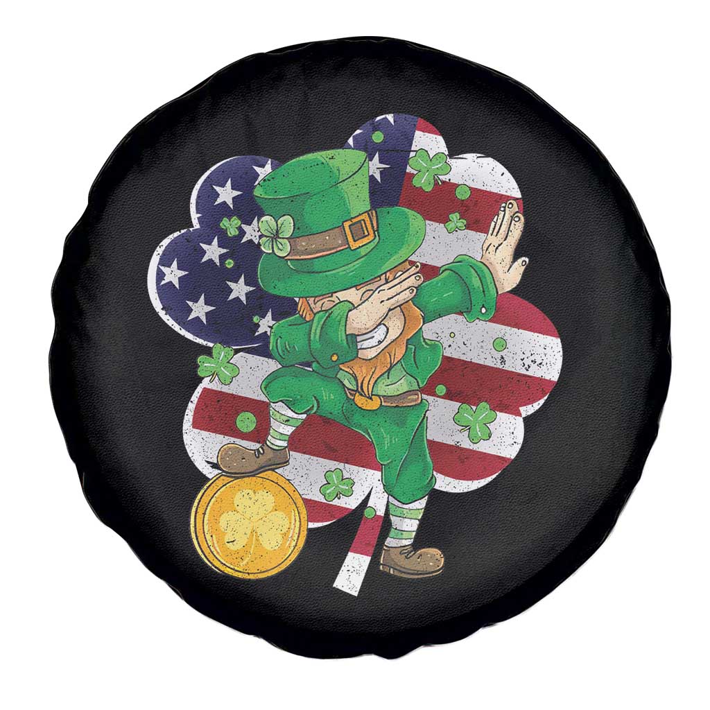 Cute St Patricks Day Spare Tire Cover Dabbing Leperchaun American Flag Shamrock