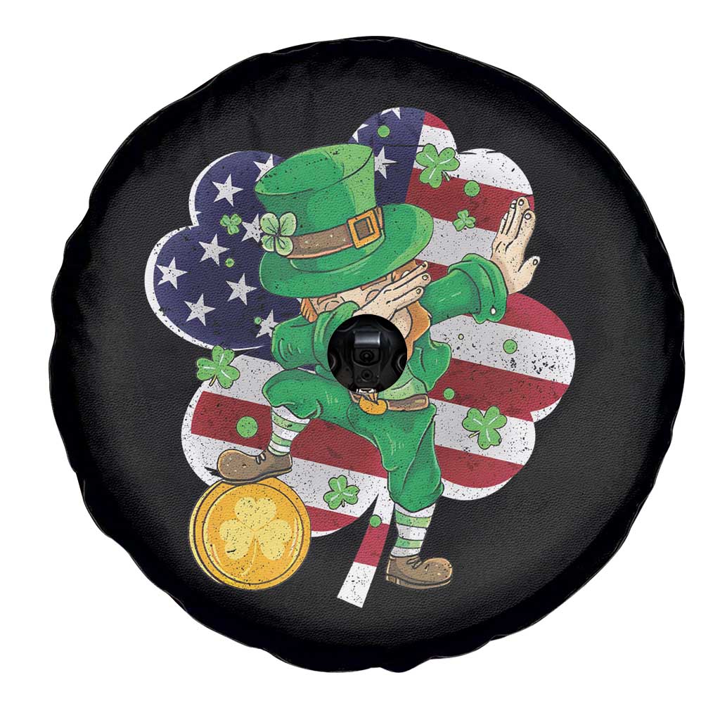 Cute St Patricks Day Spare Tire Cover Dabbing Leperchaun American Flag Shamrock