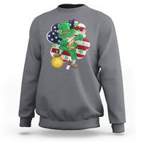 Cute St. Patricks Day Sweatshirt Dabbing Leperchaun American Flag Shamrock - Wonder Print Shop