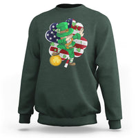 Cute St. Patricks Day Sweatshirt Dabbing Leperchaun American Flag Shamrock - Wonder Print Shop