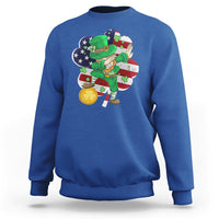 Cute St. Patricks Day Sweatshirt Dabbing Leperchaun American Flag Shamrock - Wonder Print Shop