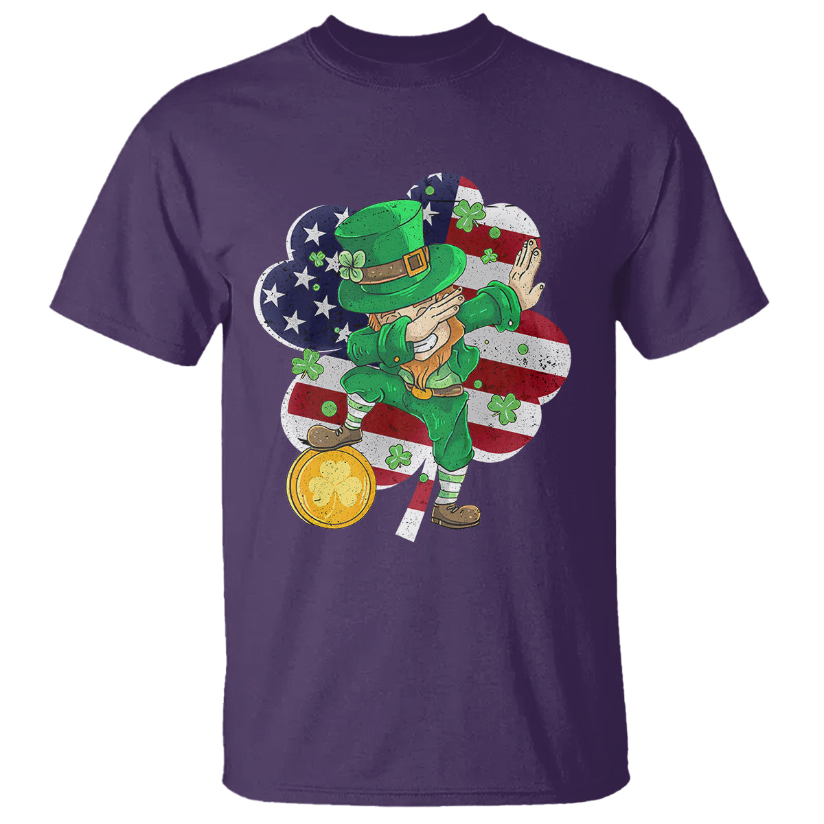 Cute St. Patricks Day T Shirt Dabbing Leperchaun American Flag Shamrock - Wonder Print Shop