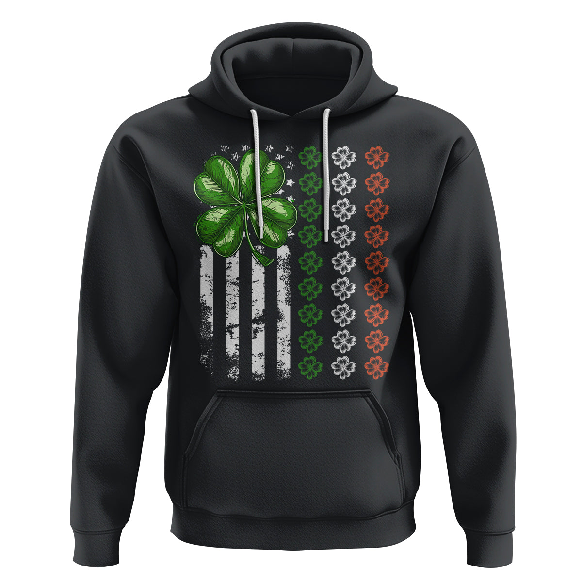 Funny St. Patricks Day Hoodie Shamrock American Flag - Wonder Print Shop