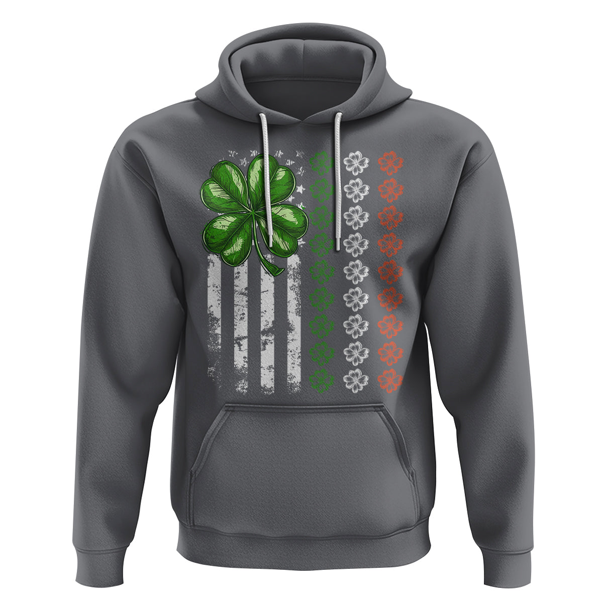 Funny St. Patricks Day Hoodie Shamrock American Flag - Wonder Print Shop