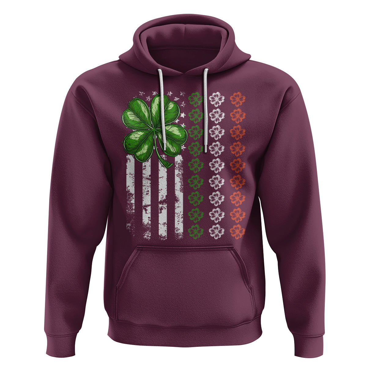 Funny St. Patricks Day Hoodie Shamrock American Flag - Wonder Print Shop