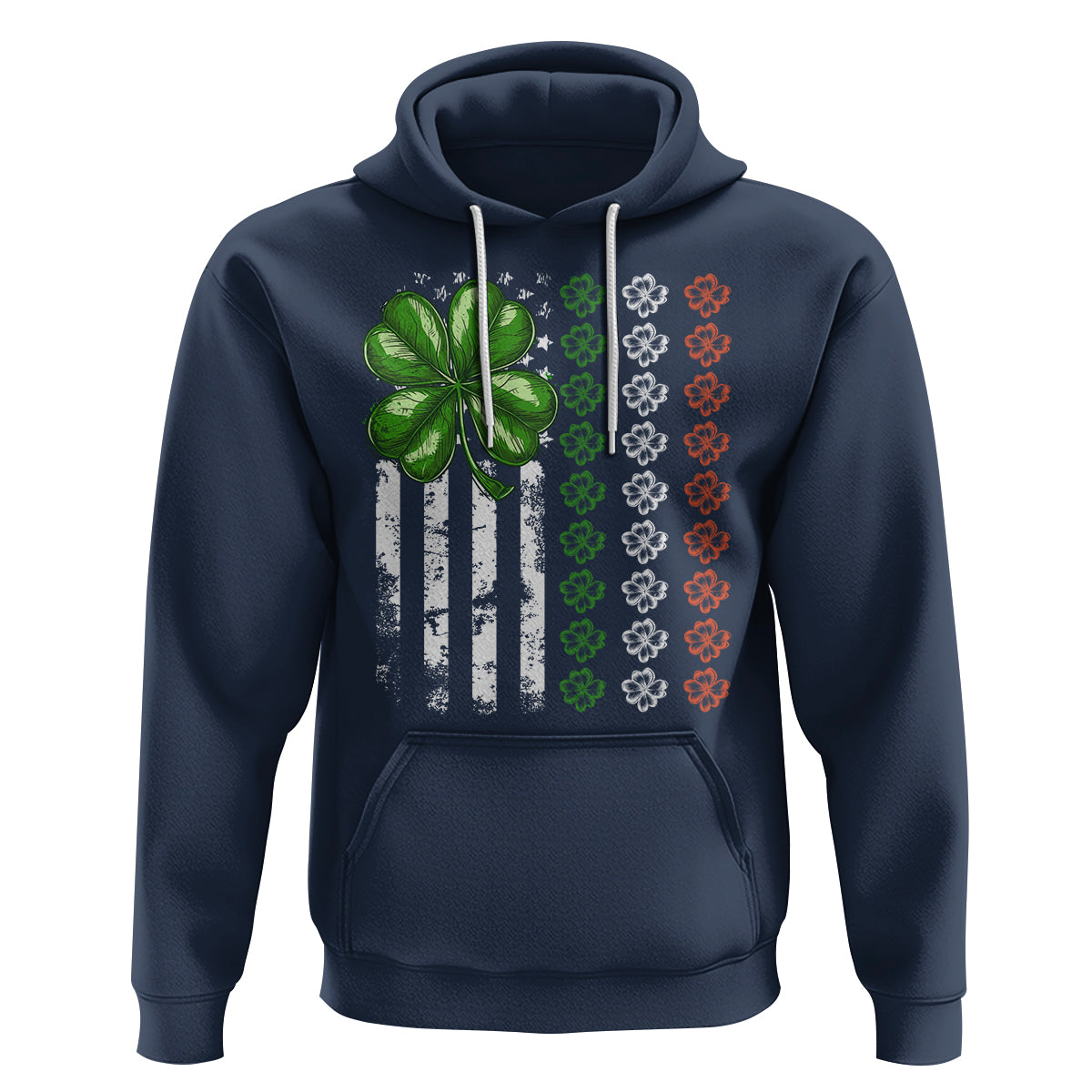 Funny St. Patricks Day Hoodie Shamrock American Flag - Wonder Print Shop