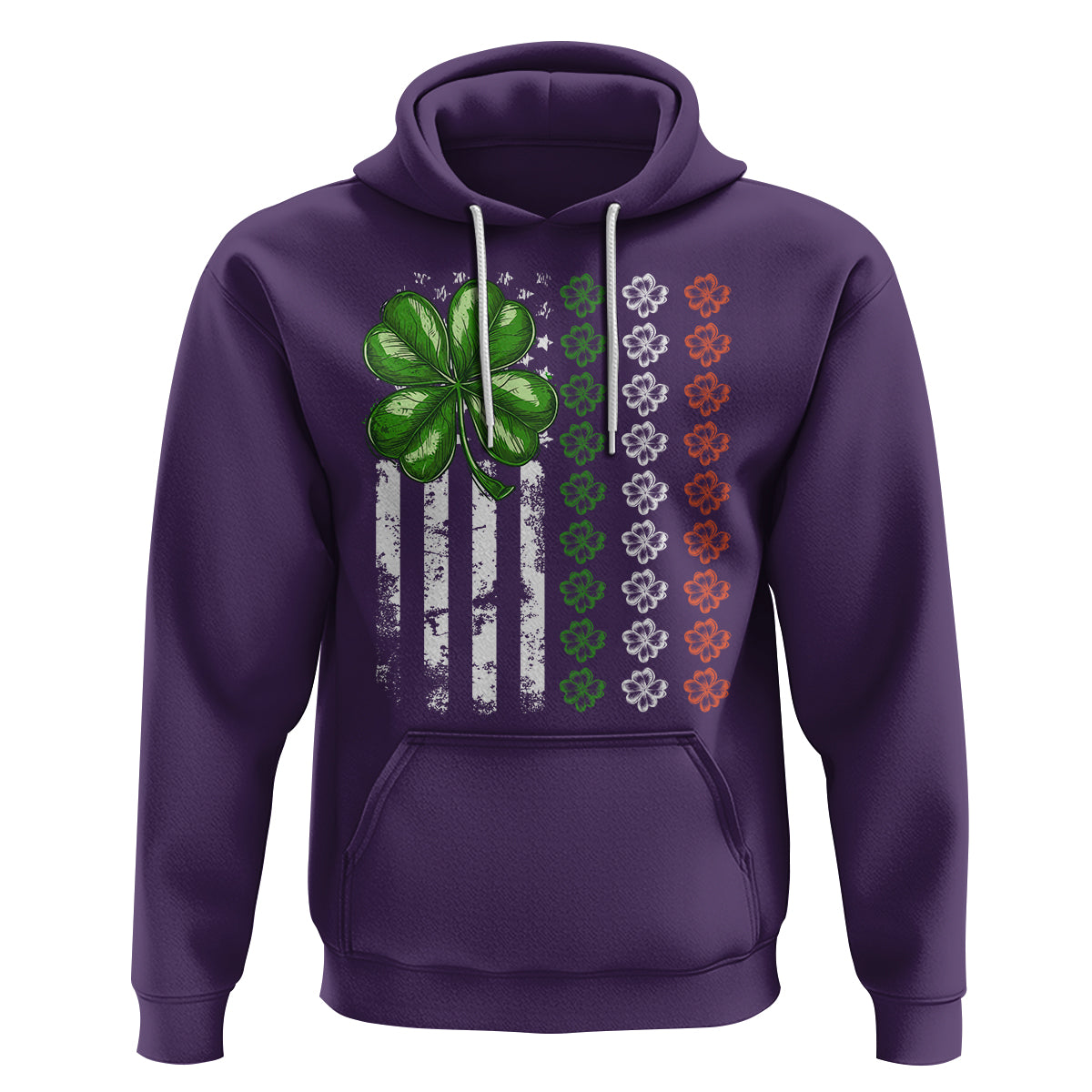 Funny St. Patricks Day Hoodie Shamrock American Flag - Wonder Print Shop