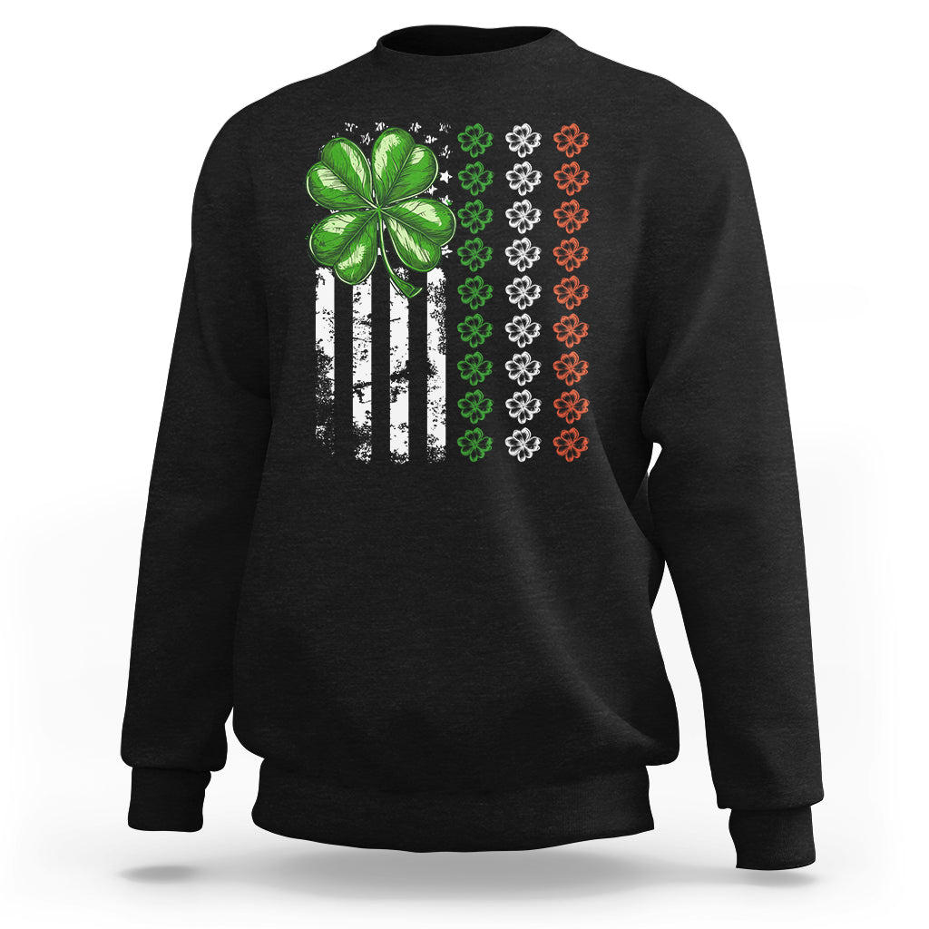 Funny St. Patricks Day Sweatshirt Shamrock American Flag - Wonder Print Shop