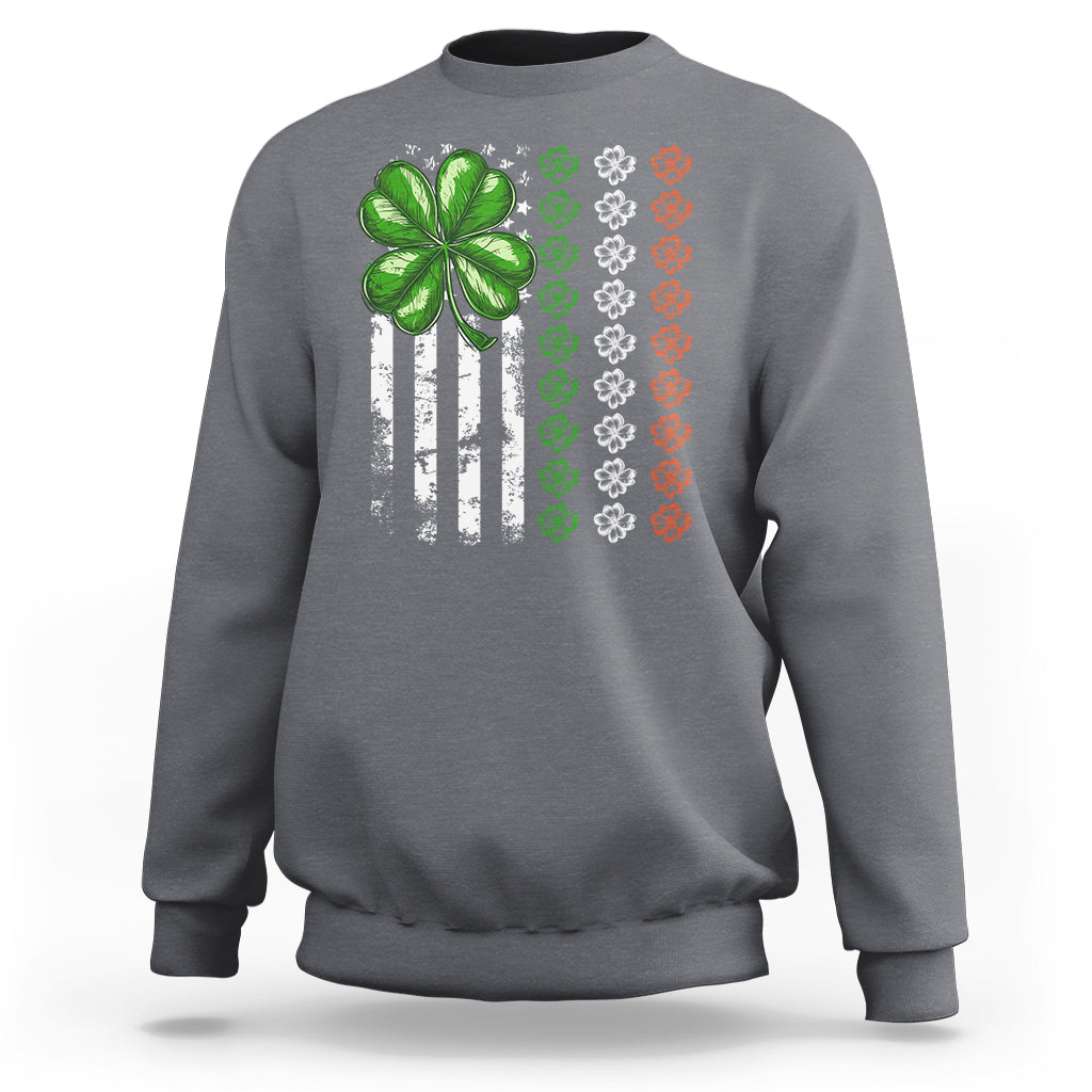 Funny St. Patricks Day Sweatshirt Shamrock American Flag - Wonder Print Shop