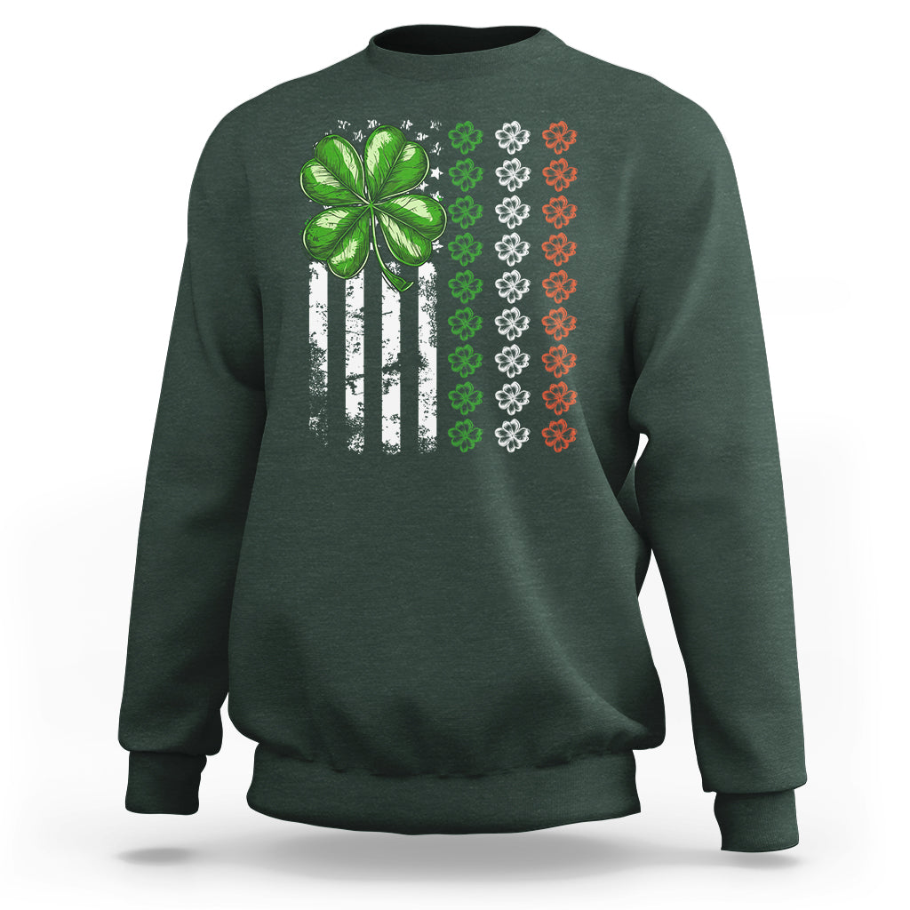 Funny St. Patricks Day Sweatshirt Shamrock American Flag - Wonder Print Shop