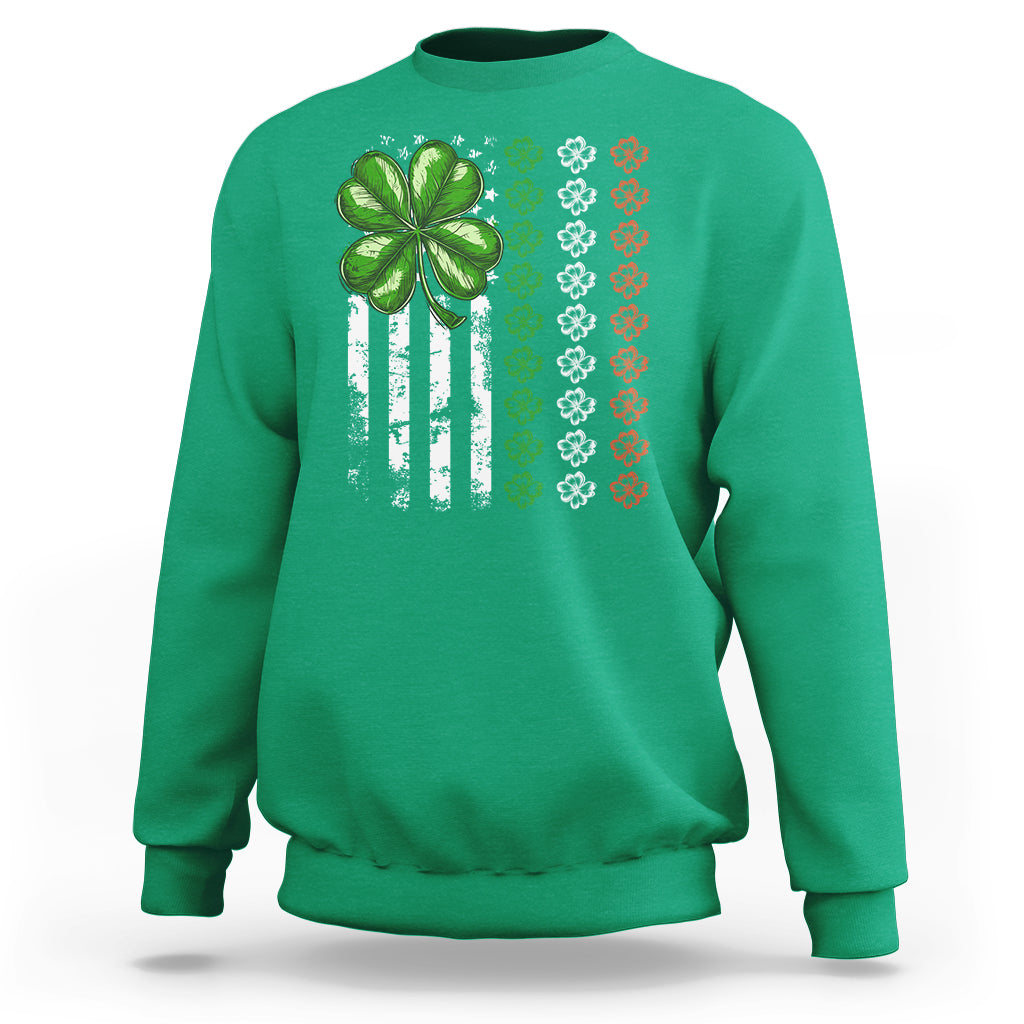 Funny St. Patricks Day Sweatshirt Shamrock American Flag - Wonder Print Shop