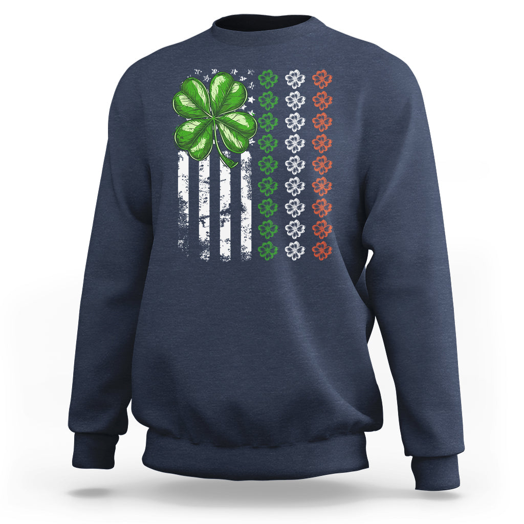 Funny St. Patricks Day Sweatshirt Shamrock American Flag - Wonder Print Shop
