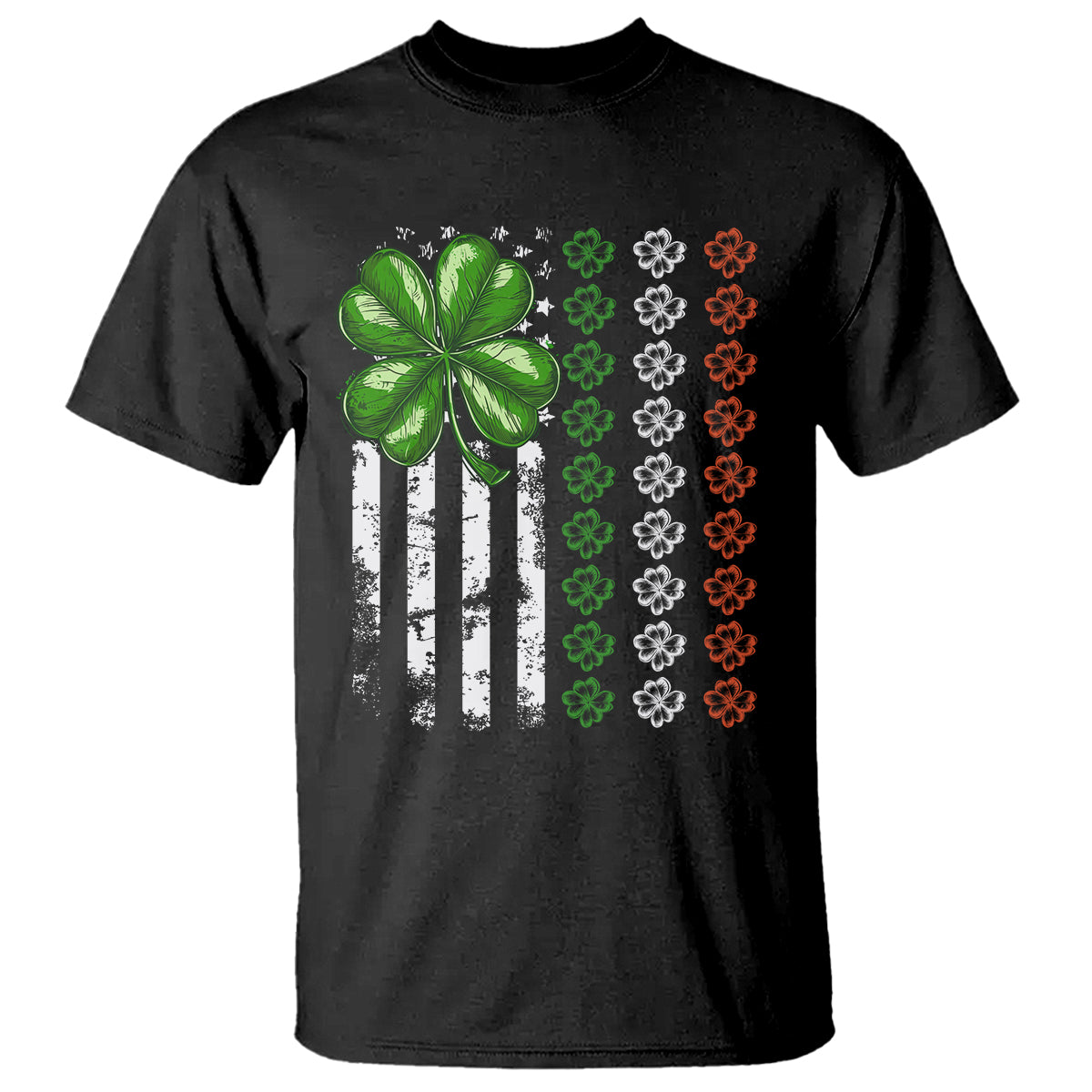 Funny St. Patricks Day T Shirt Shamrock American Flag - Wonder Print Shop