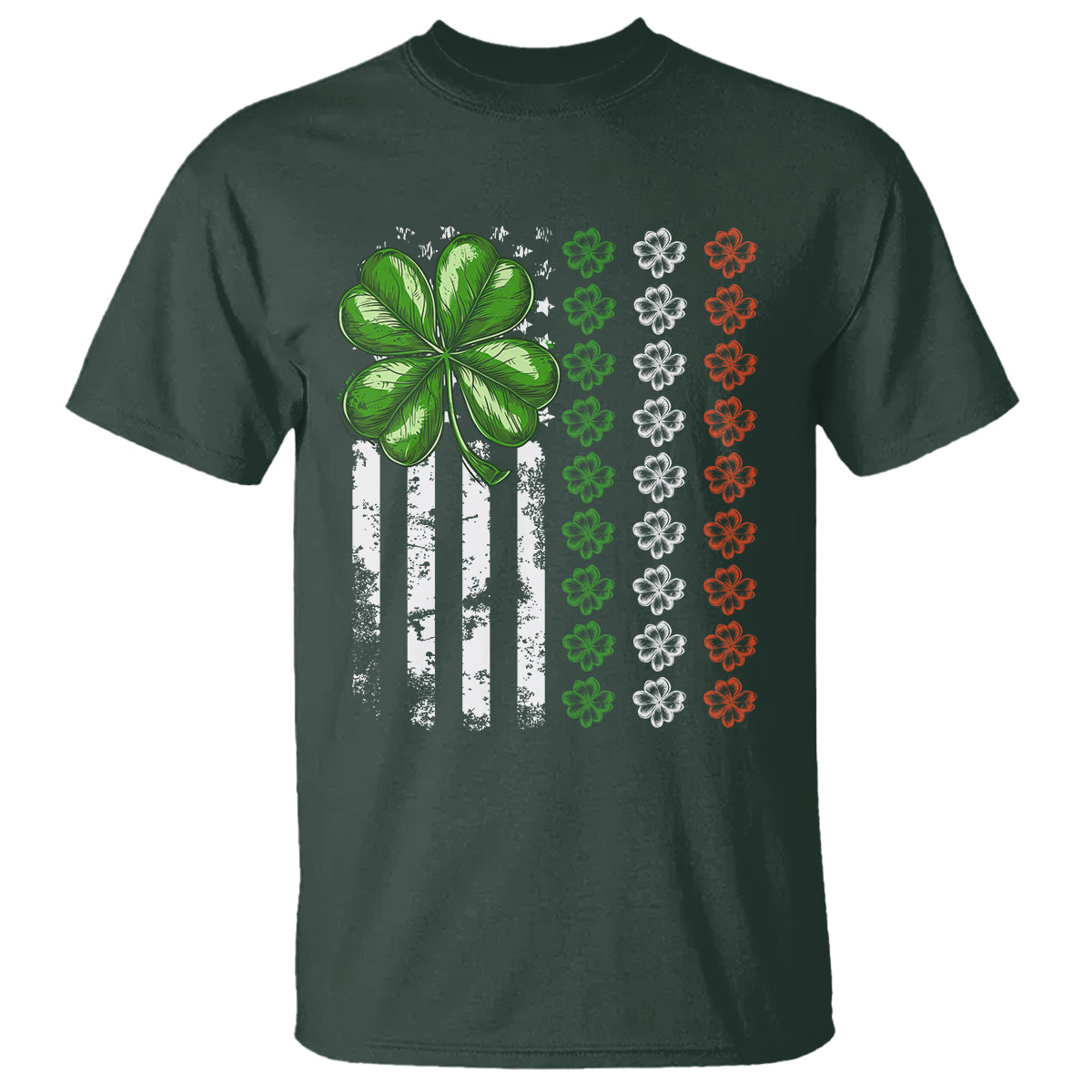 Funny St. Patricks Day T Shirt Shamrock American Flag - Wonder Print Shop