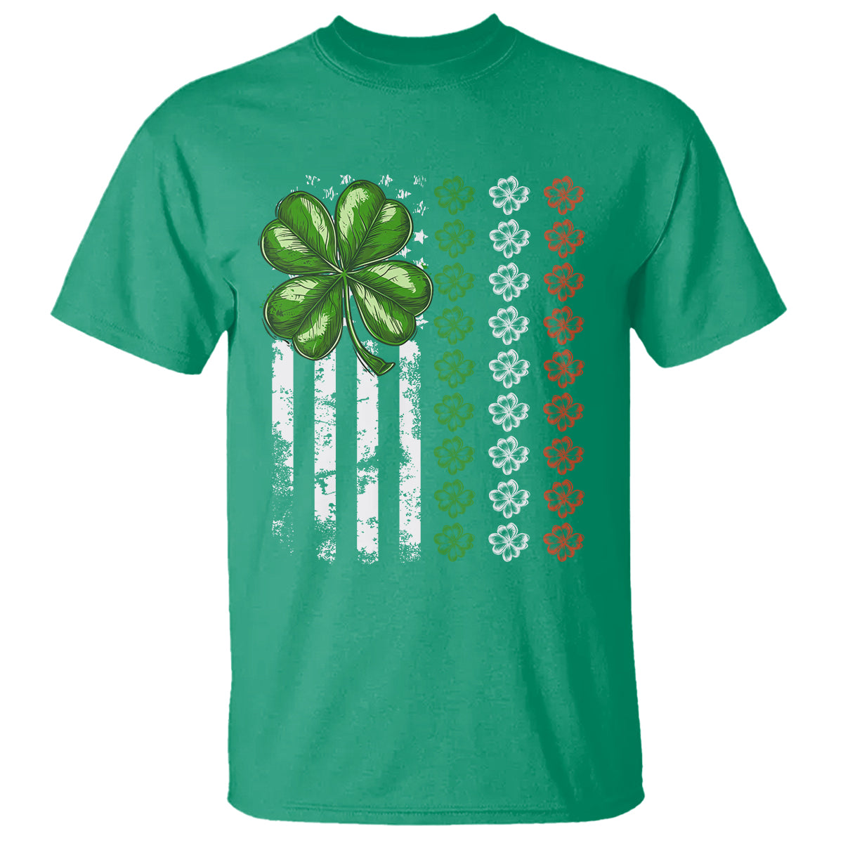 Funny St. Patricks Day T Shirt Shamrock American Flag - Wonder Print Shop