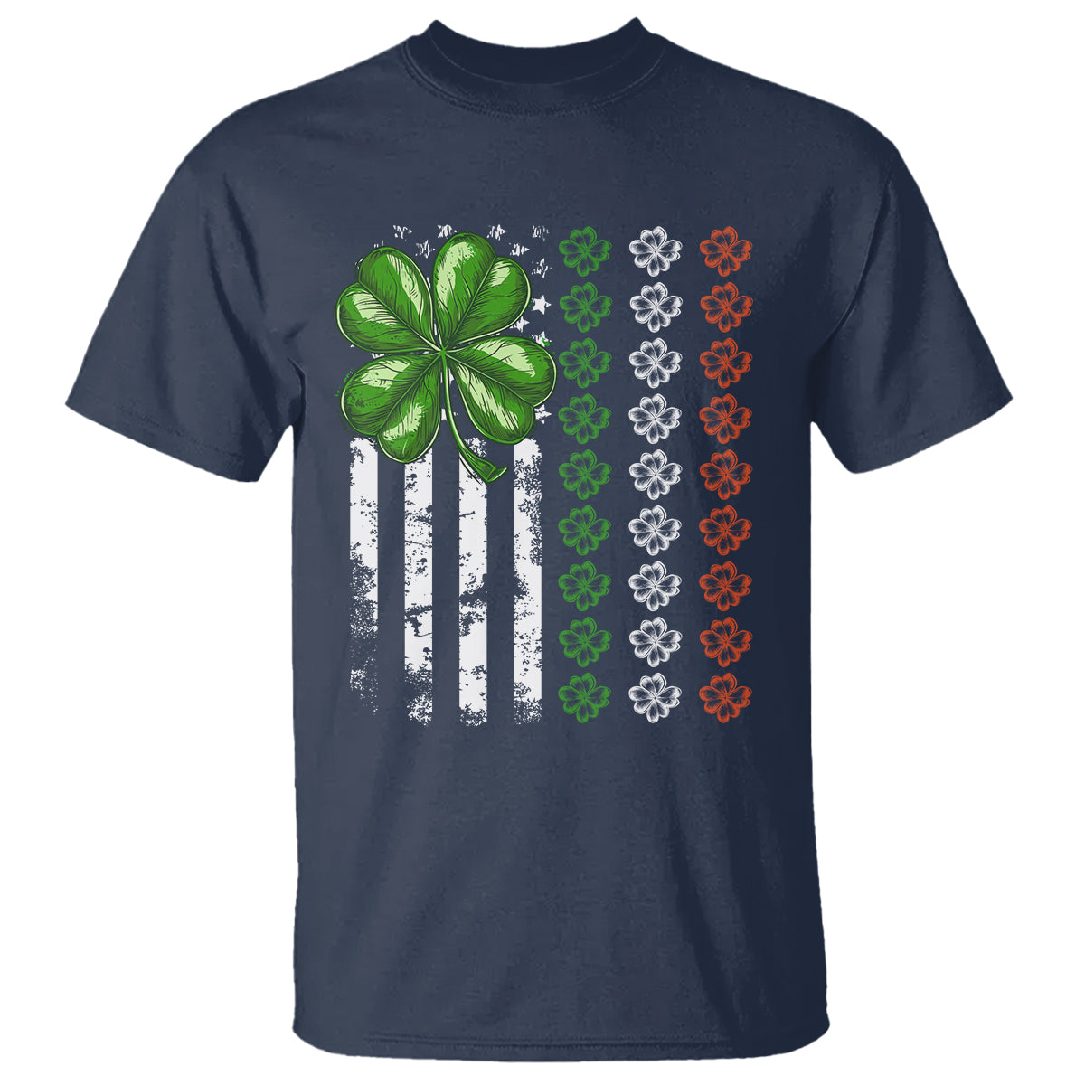 Funny St. Patricks Day T Shirt Shamrock American Flag - Wonder Print Shop