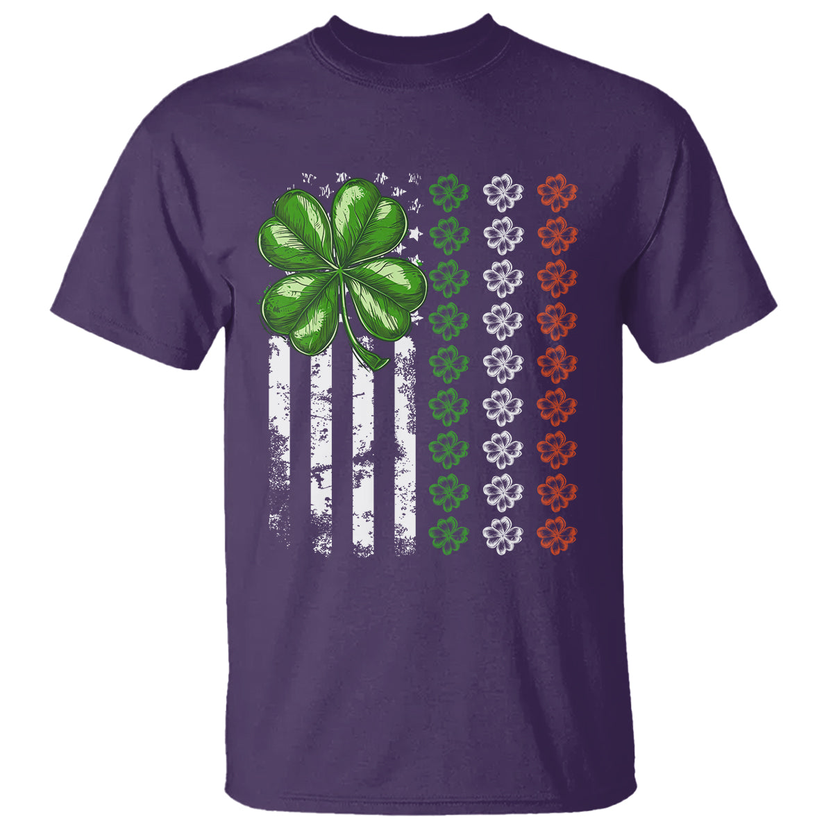 Funny St. Patricks Day T Shirt Shamrock American Flag - Wonder Print Shop