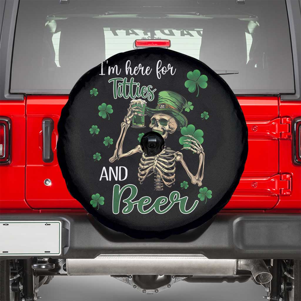 Funny St Patricks Day Drinking Spare Tire Cover I'm Here For Titties And Beer