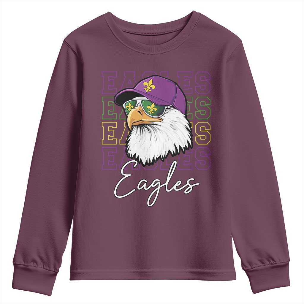 Mardi Gras Eagles Youth Sweatshirt 2025 Champs NOLA Louisiana