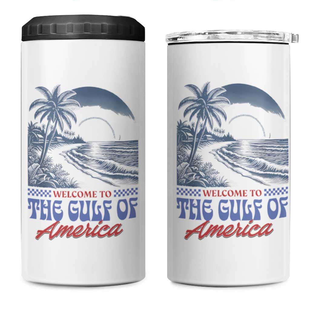 Welcome To America's Gulf 4 in 1 Can Cooler Tumbler Retro Vintage Beach