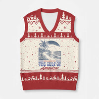 Welcome To America's Gulf V-Neck Knit Sweater Vest Retro Vintage Beach - Wonder Print Shop