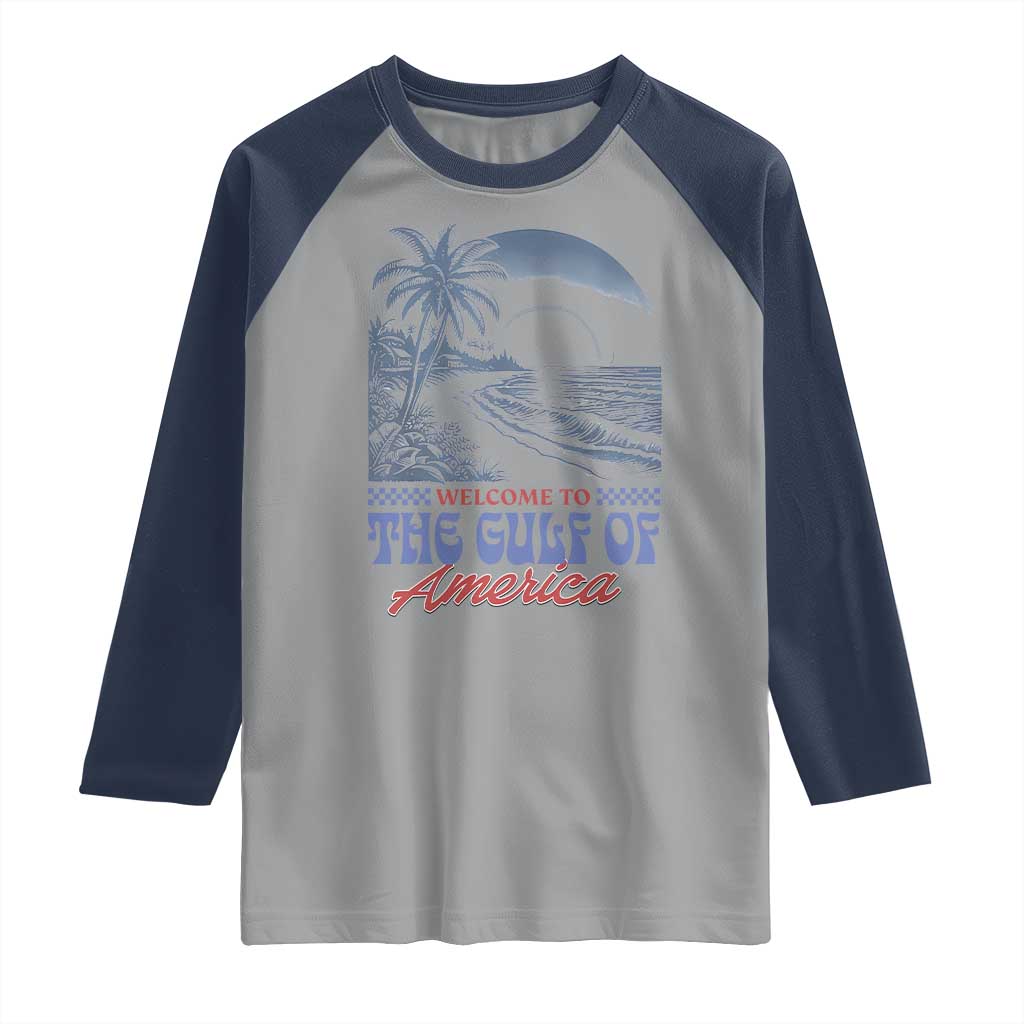 Welcome To America's Gulf Raglan Shirt Retro Vintage Beach