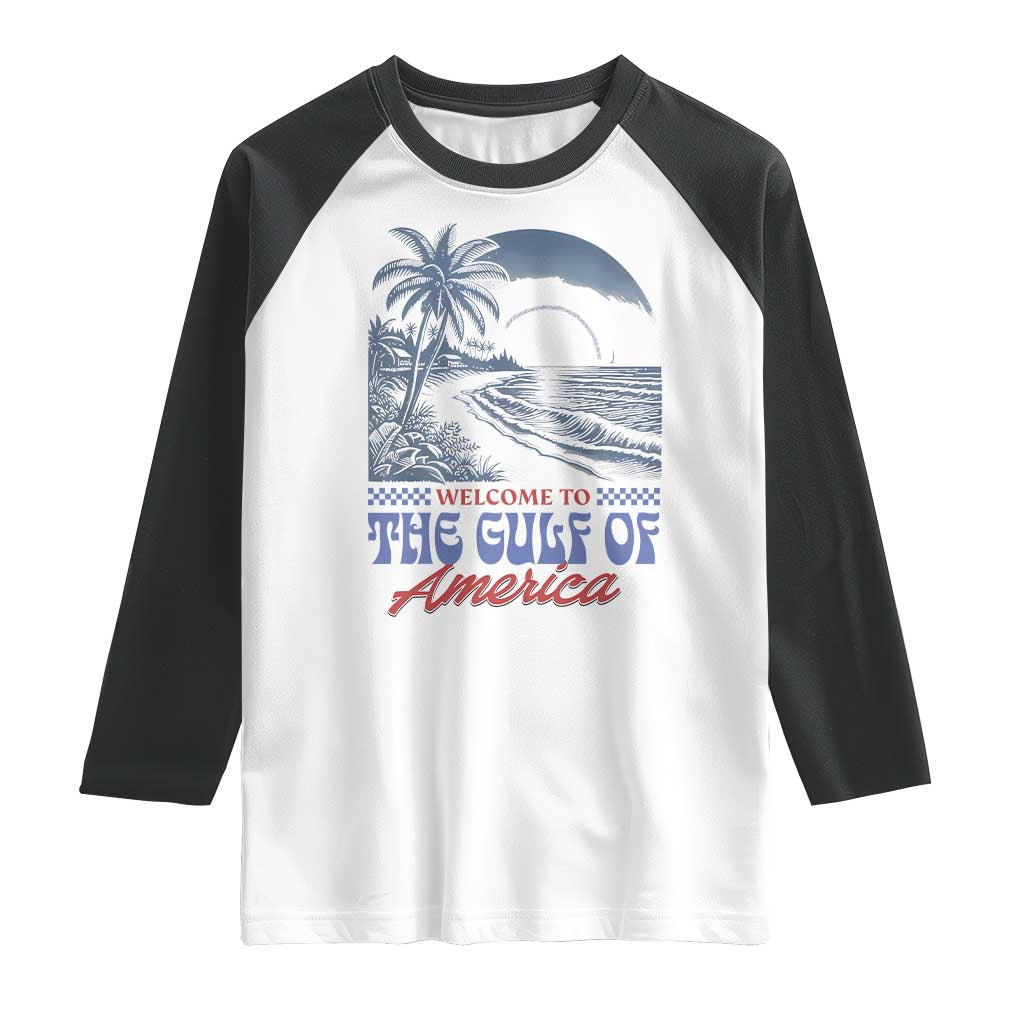 Welcome To America's Gulf Raglan Shirt Retro Vintage Beach
