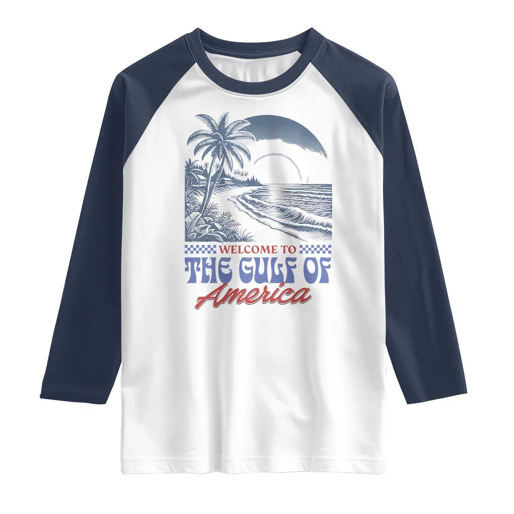 Welcome To America's Gulf Raglan Shirt Retro Vintage Beach