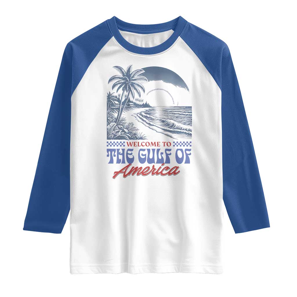 Welcome To America's Gulf Raglan Shirt Retro Vintage Beach