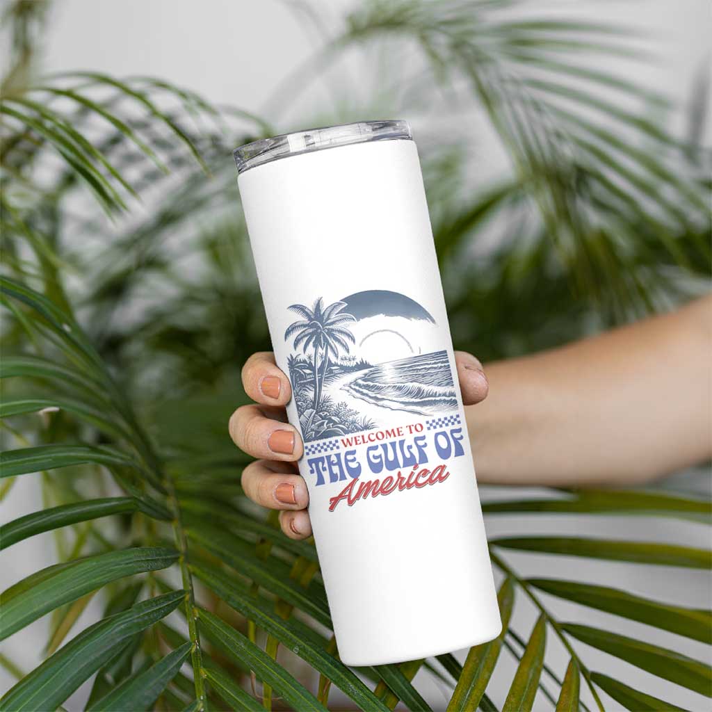 Welcome To America's Gulf Skinny Tumbler Retro Vintage Beach