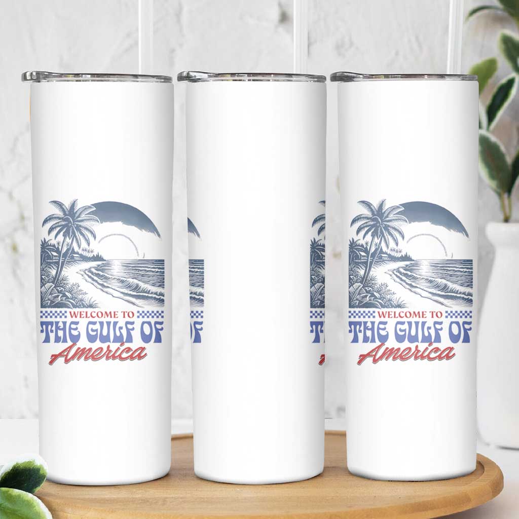 Welcome To America's Gulf Skinny Tumbler Retro Vintage Beach