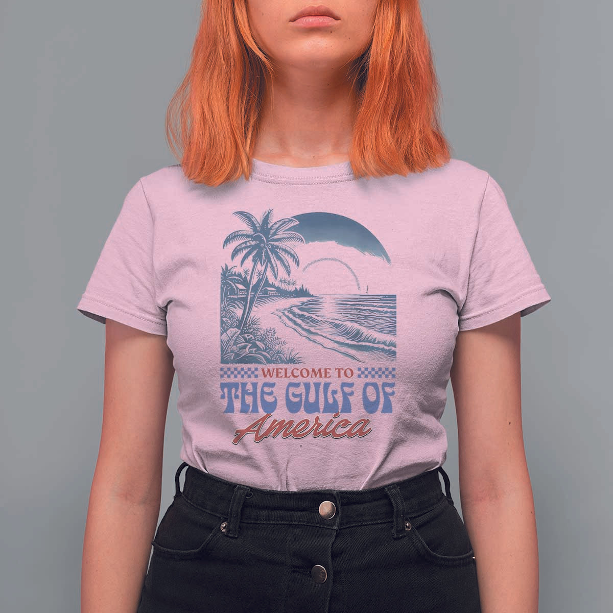 Welcome To America's Gulf T Shirt For Women Retro Vintage Beach