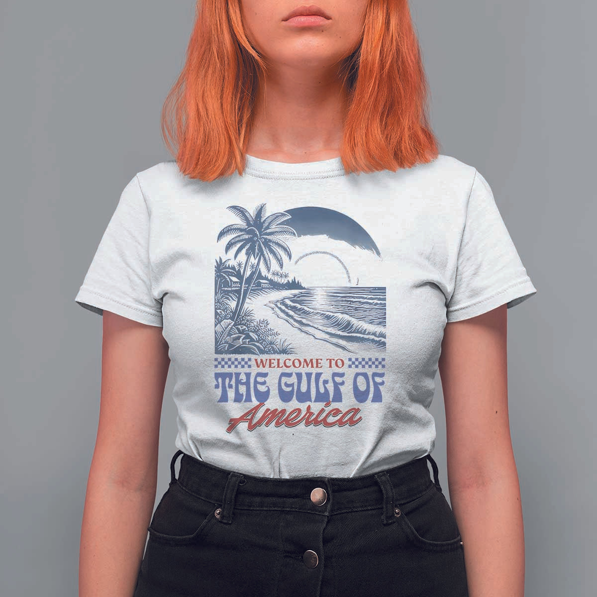Welcome To America's Gulf T Shirt For Women Retro Vintage Beach