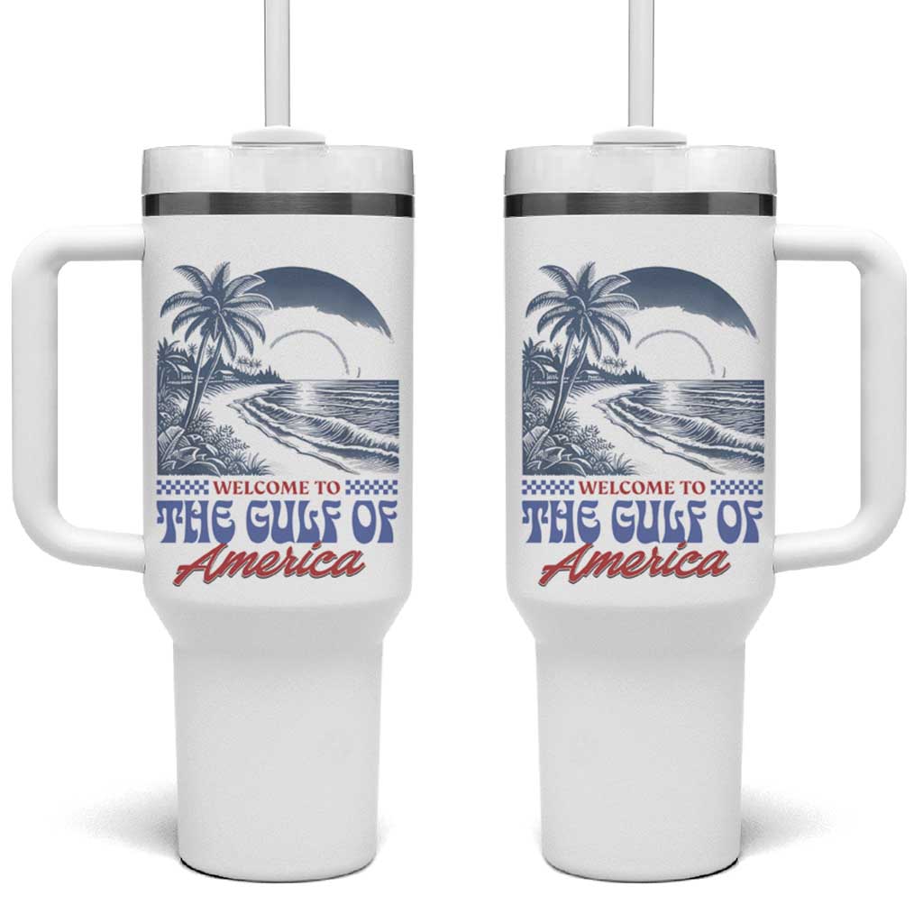 Welcome To America's Gulf Tumbler With Handle Retro Vintage Beach