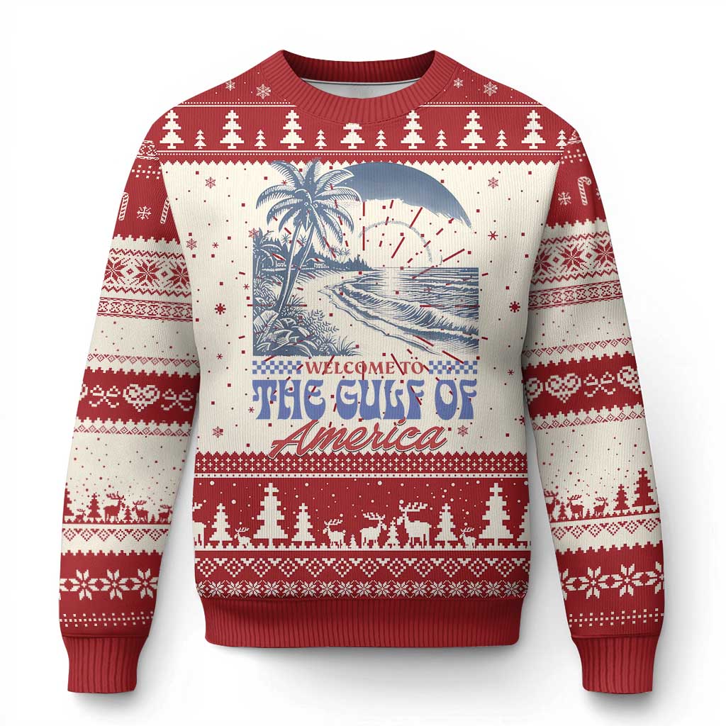 Welcome To America's Gulf Knitted Sweatshirt Retro Vintage Beach